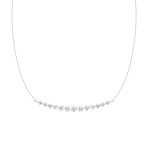 Curved Diamond Bar Necklace with 3.8ctw in 14K White Gold