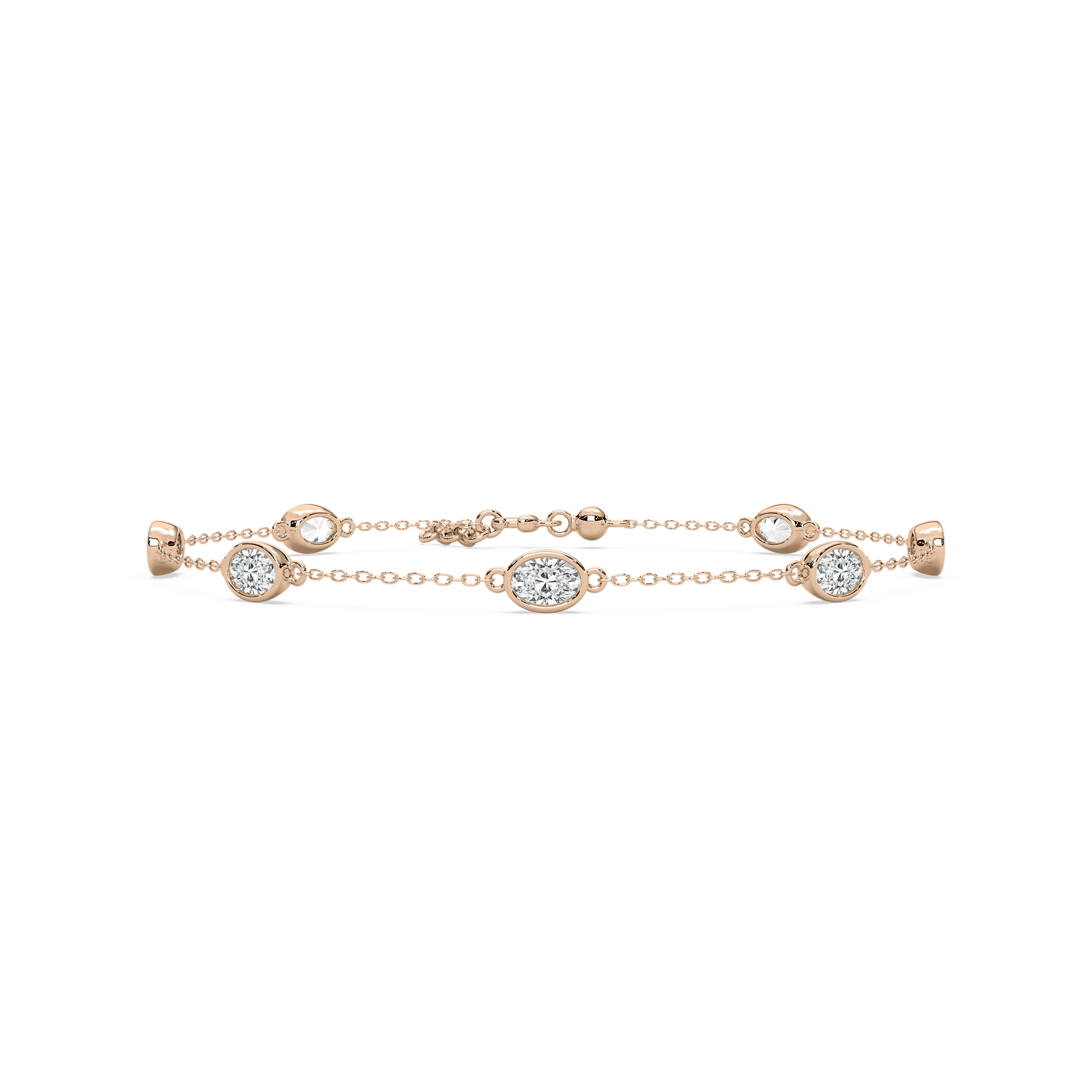 1 ³⁄₄ ctw Oval Lab Grown Diamond Station Chain Bracelet  - 7 Inches