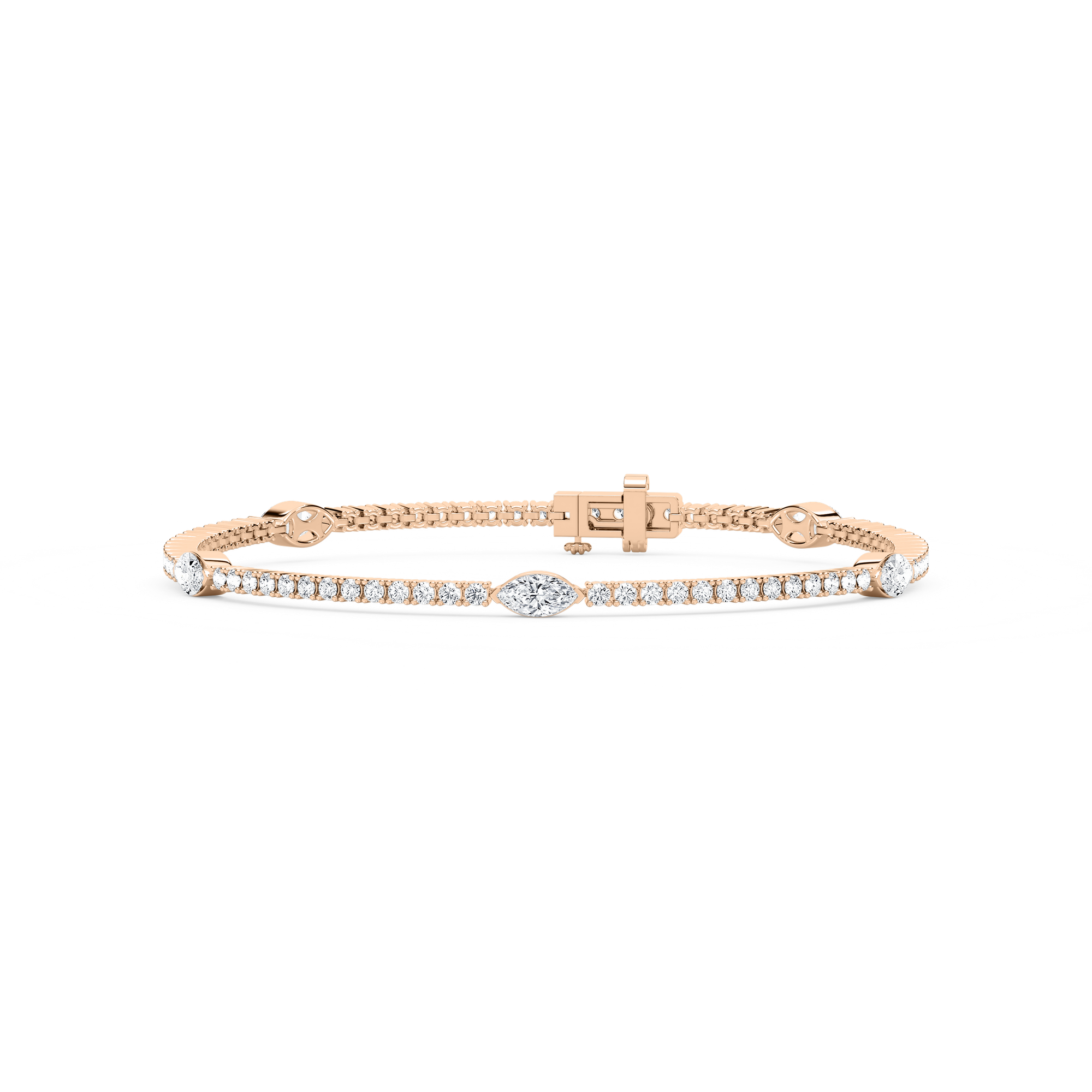 2 ¼ ctw Marquise Lab Grown Diamond Station Tennis Bracelet  - 7 Inches