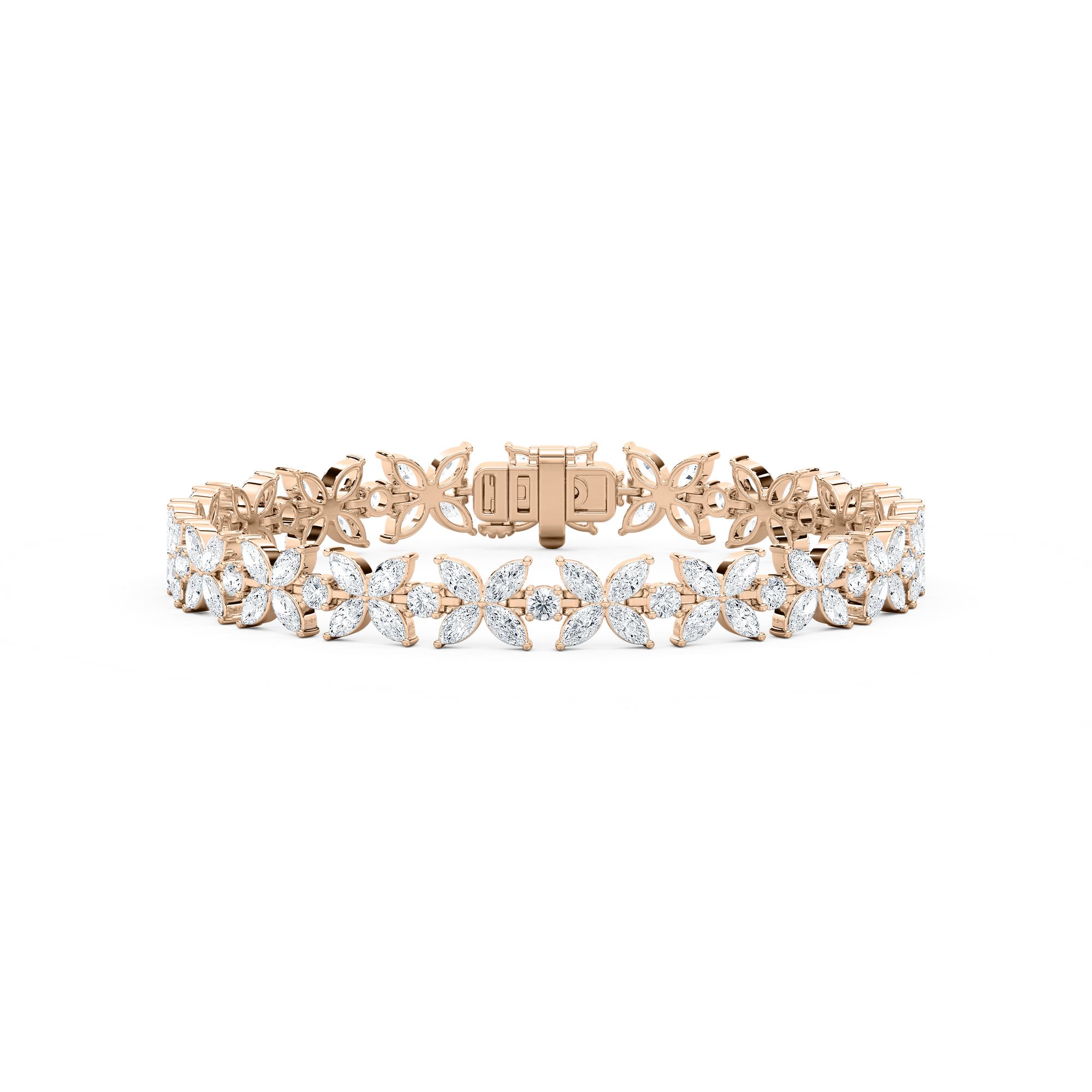7 ¹⁄₃ ctw Marquise and Round Lab Grown Diamond Floral Bracelet  - 7 Inches