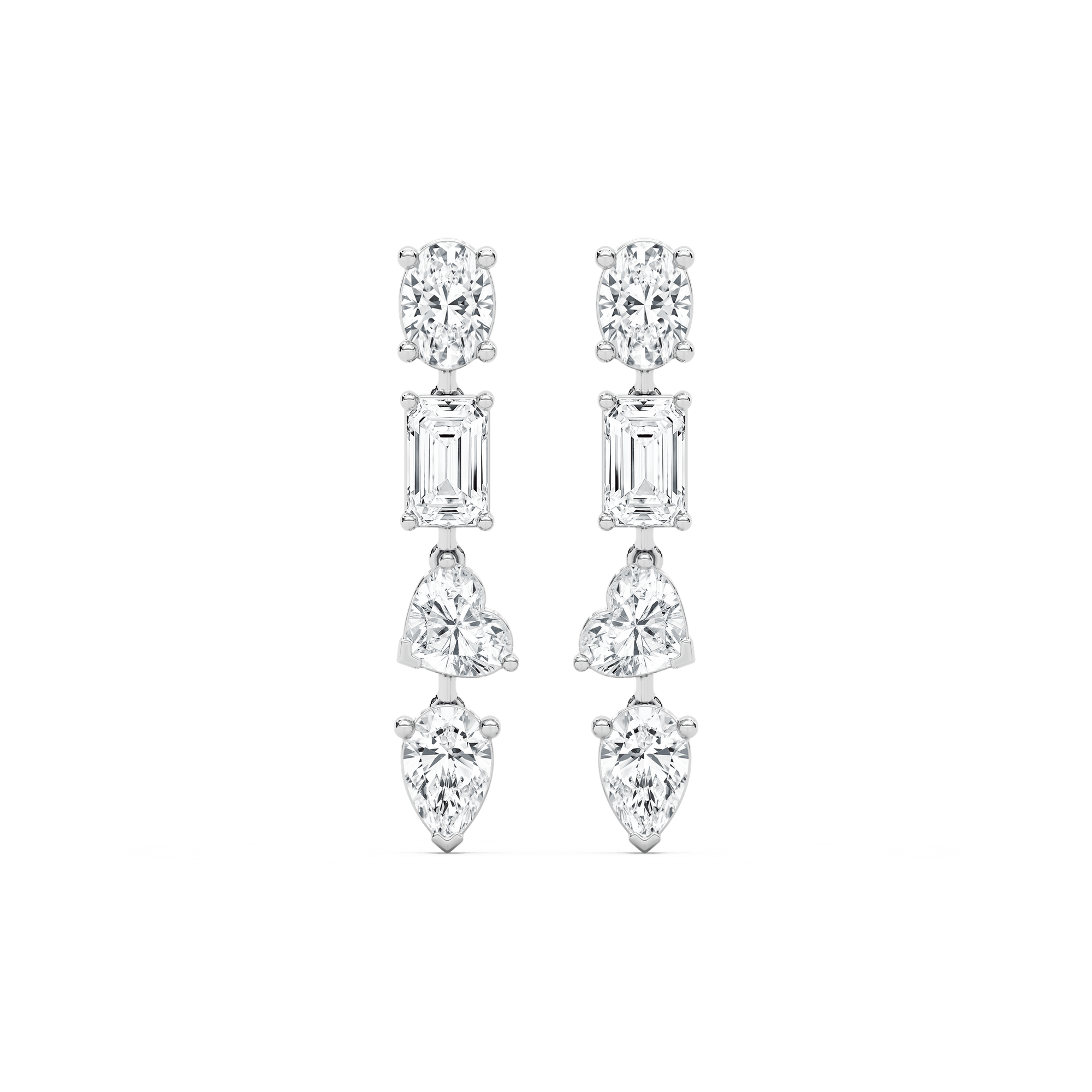 Multi Shape Line Earrings with 6.3ctw in 14K White Gold