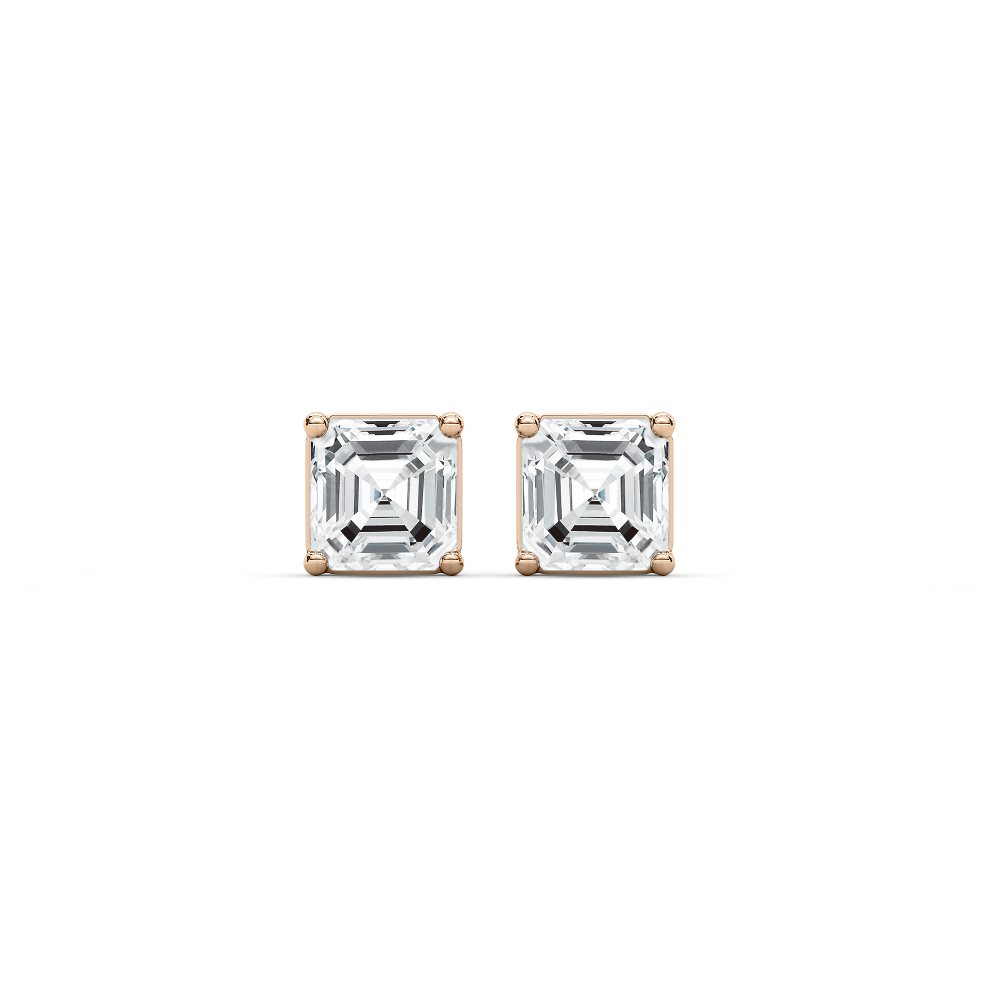 Asscher Lab Grown Diamond Four Prong Stud Earrings