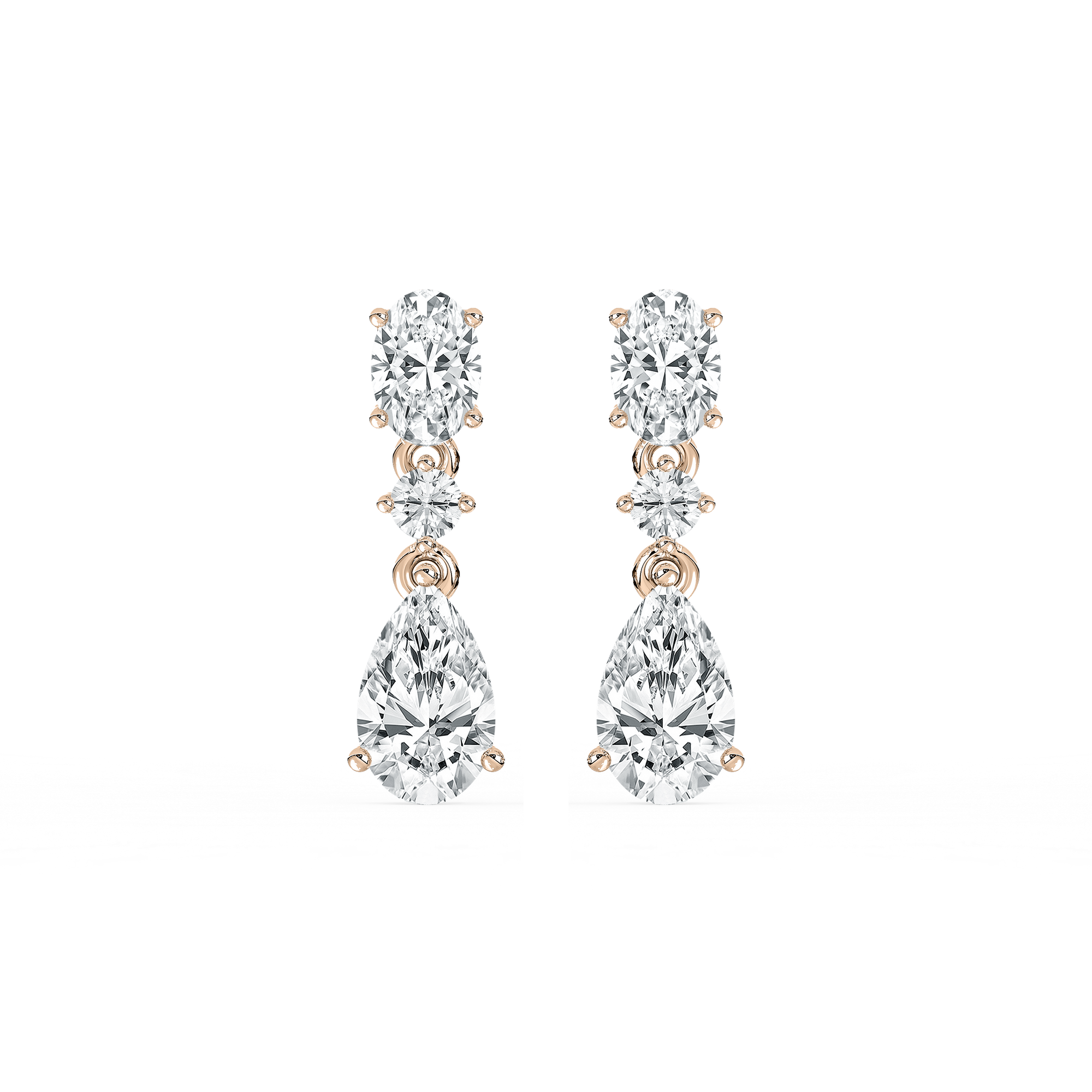 1 ²/₃ ctw Oval and Pear Lab Grown Diamond Trio Drop Earrings