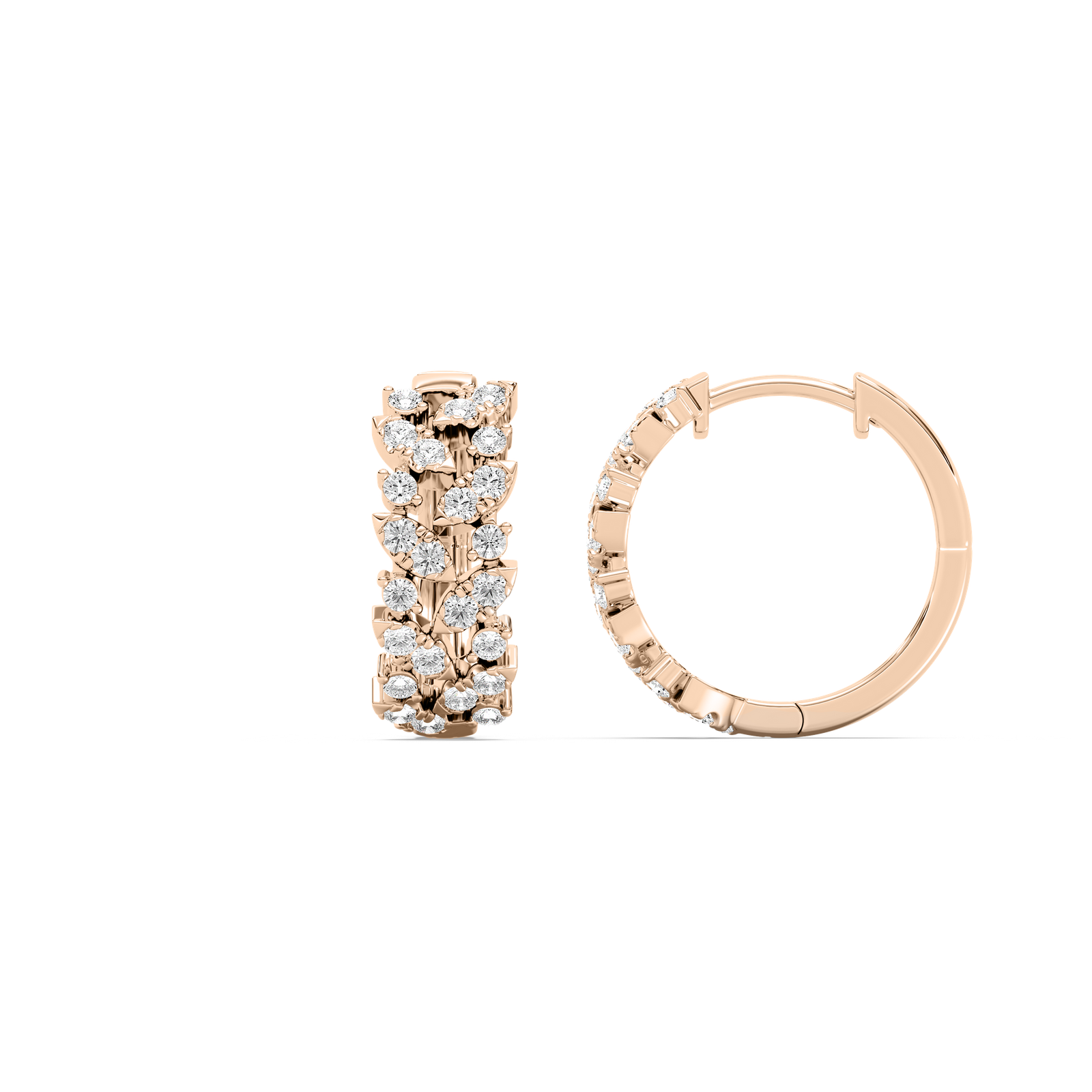 5/8 ctw Round Lab Grown Diamond Floral Vine Hoop Earrings