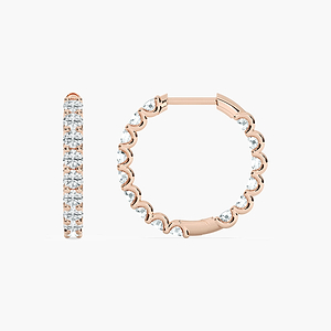 Inside - Outside Round Lab Grown Diamond Hoop Earrings