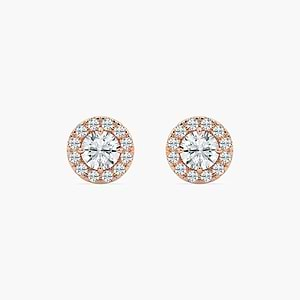 Round Lab Grown Diamond Halo Stud Earrings