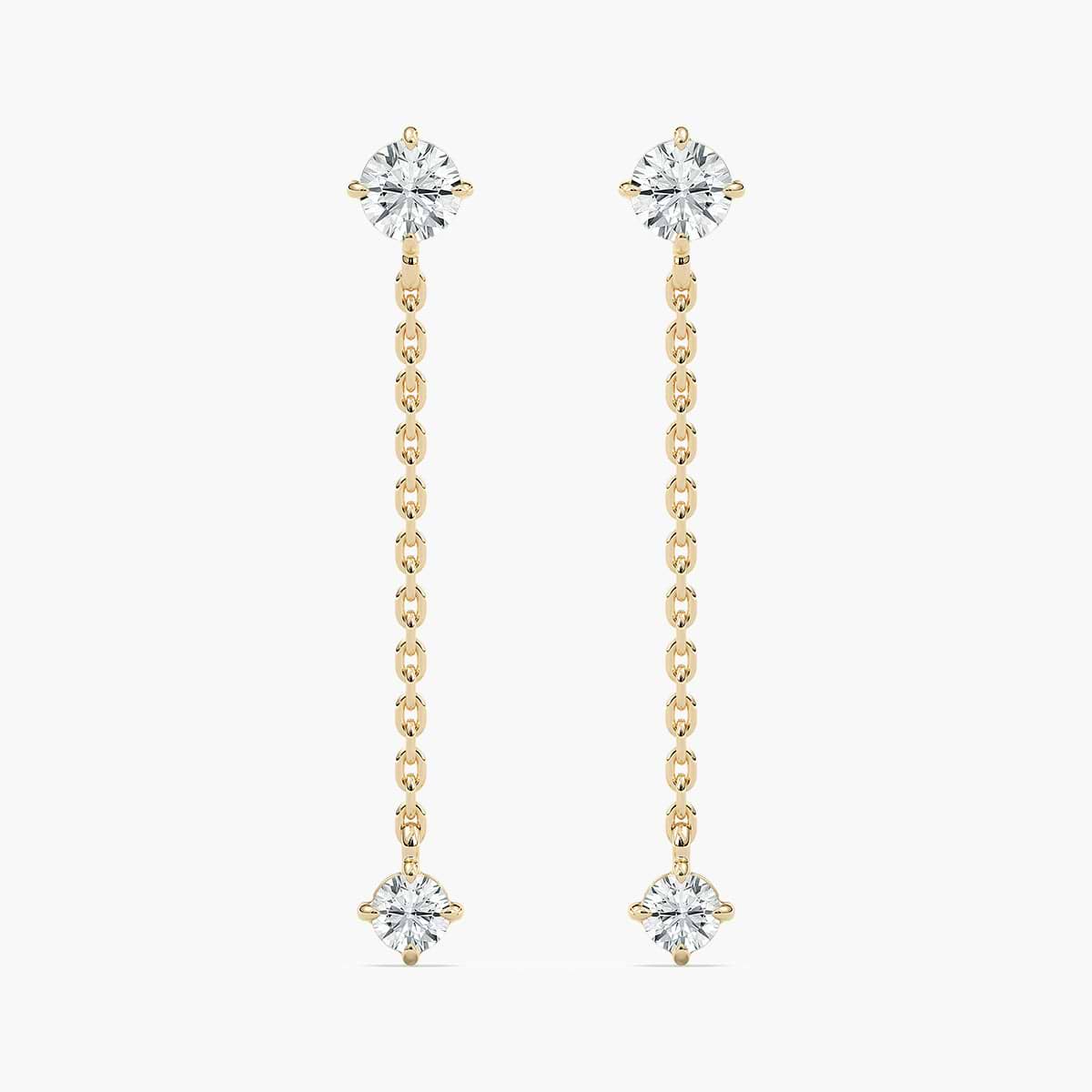 Two Stone Chain Dangle Earrings with 0.72ctw Lab-Grown Diamonds in 14K Yellow Gold