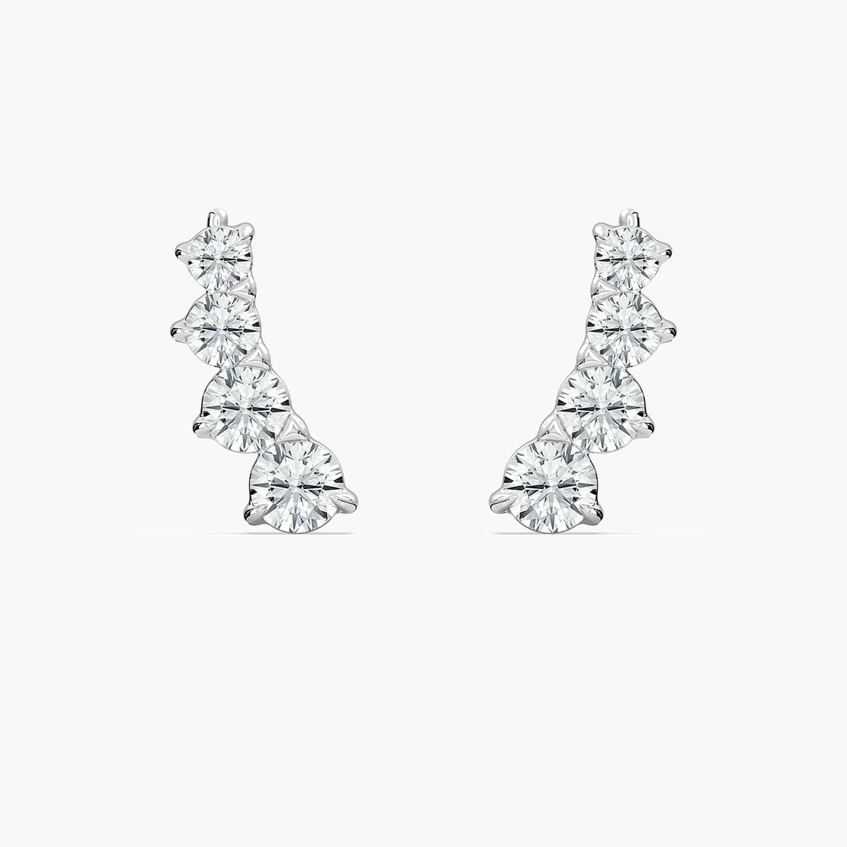 Round Diamond Ear Climbers with 0.83ctw Lab-Grown Diamonds in 14K White Gold