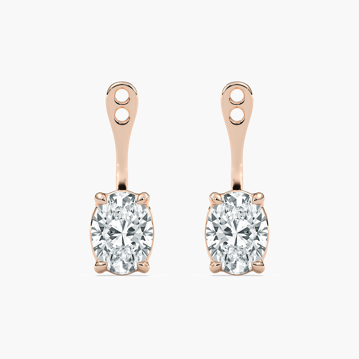Oval Earring Jackets with 1.00ct Lab-Grown Diamonds in 14K Rose Gold