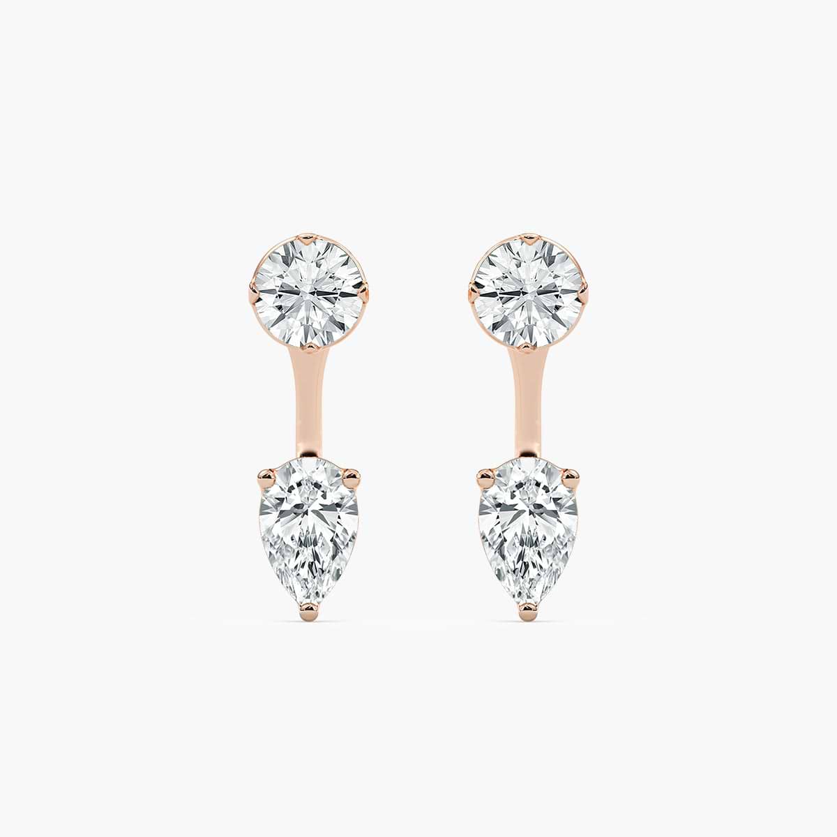 1 ctw Lab Grown Diamond Round Studs and Pear Earring Jacket Set