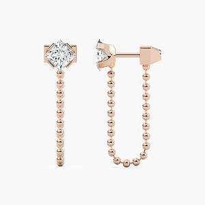 Princess Lab Grown Diamond Connected Chain Earrings