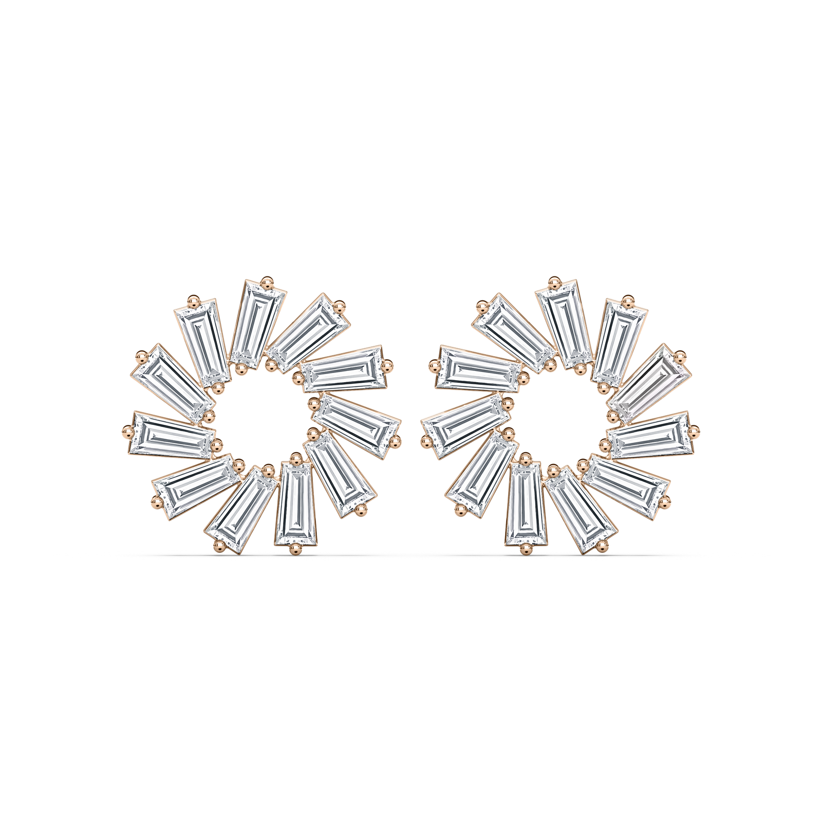 1/4 ctw Tapered Baguette Lab Grown Diamond Circular Earrings