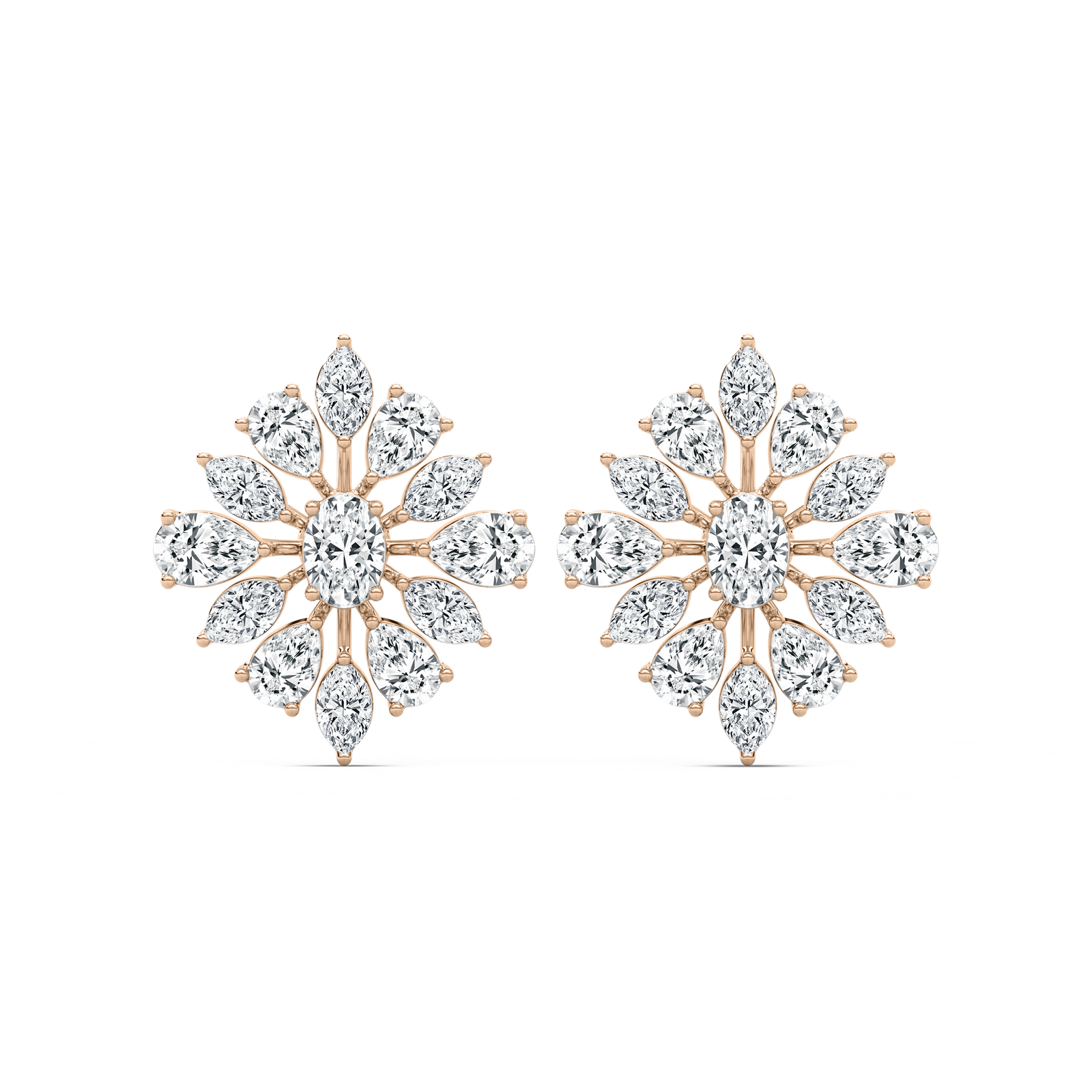 1 ⁷⁄₈ ctw Pear, Oval, and Marquise Lab Grown Diamond Snowflake Cluster Earrings