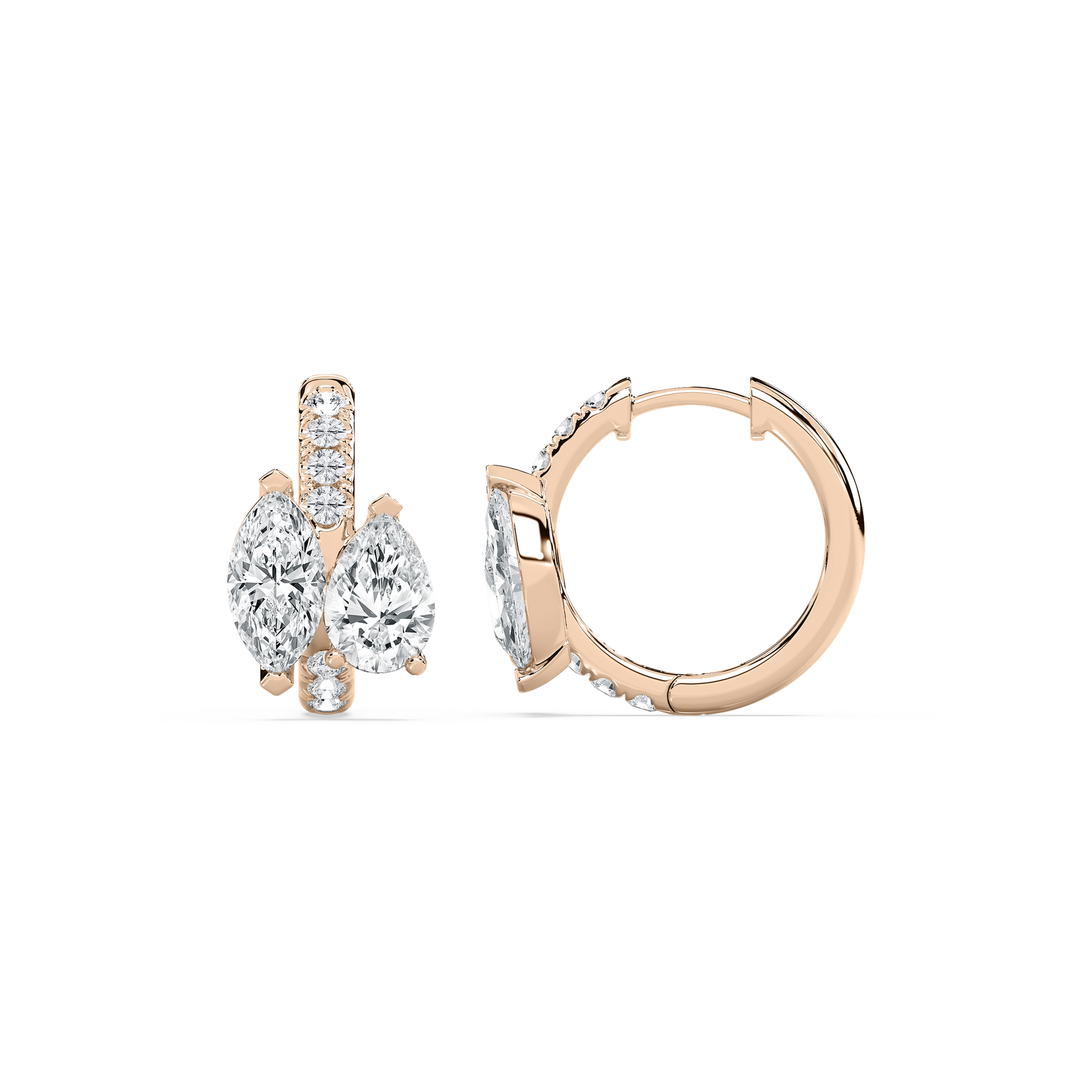 2 ctw Lab Grown Diamond Toi et Moi Hoop Earrings