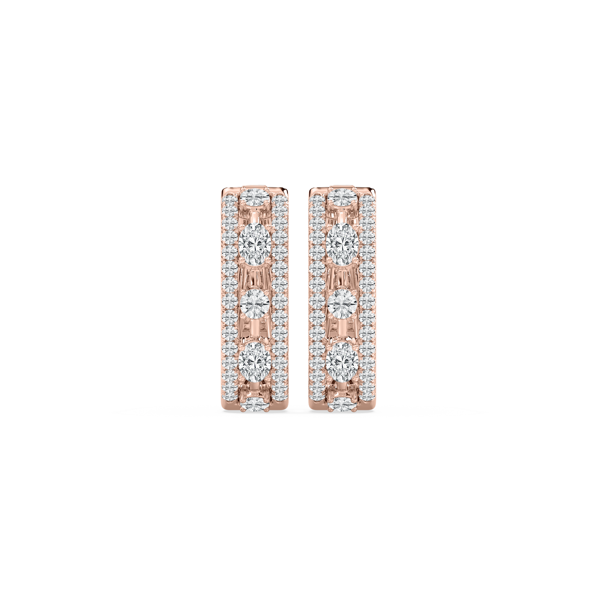 2 ⅝ ctw Oval and Round Lab Grown Diamond Framed Hoop Earrings