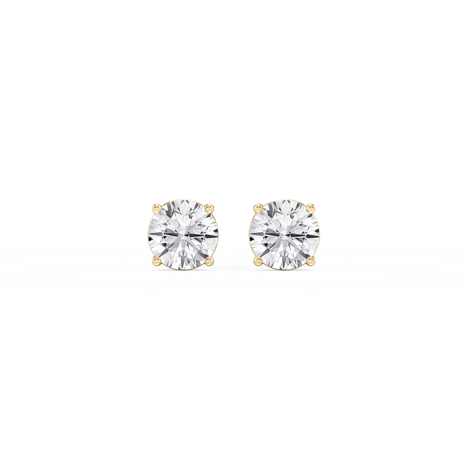 Classic Stud Earrings with 2.00ctw D/VS1 + E/VVS Round Cut Lab-Grown Diamonds in 14K Yellow Gold