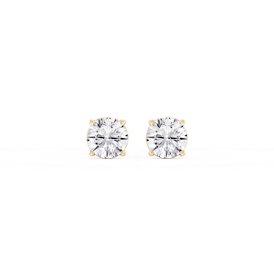 Classic Stud Earrings with 2.00ctw D/VS1 + E/VVS Round Cut Lab-Grown Diamonds in 14K Yellow Gold