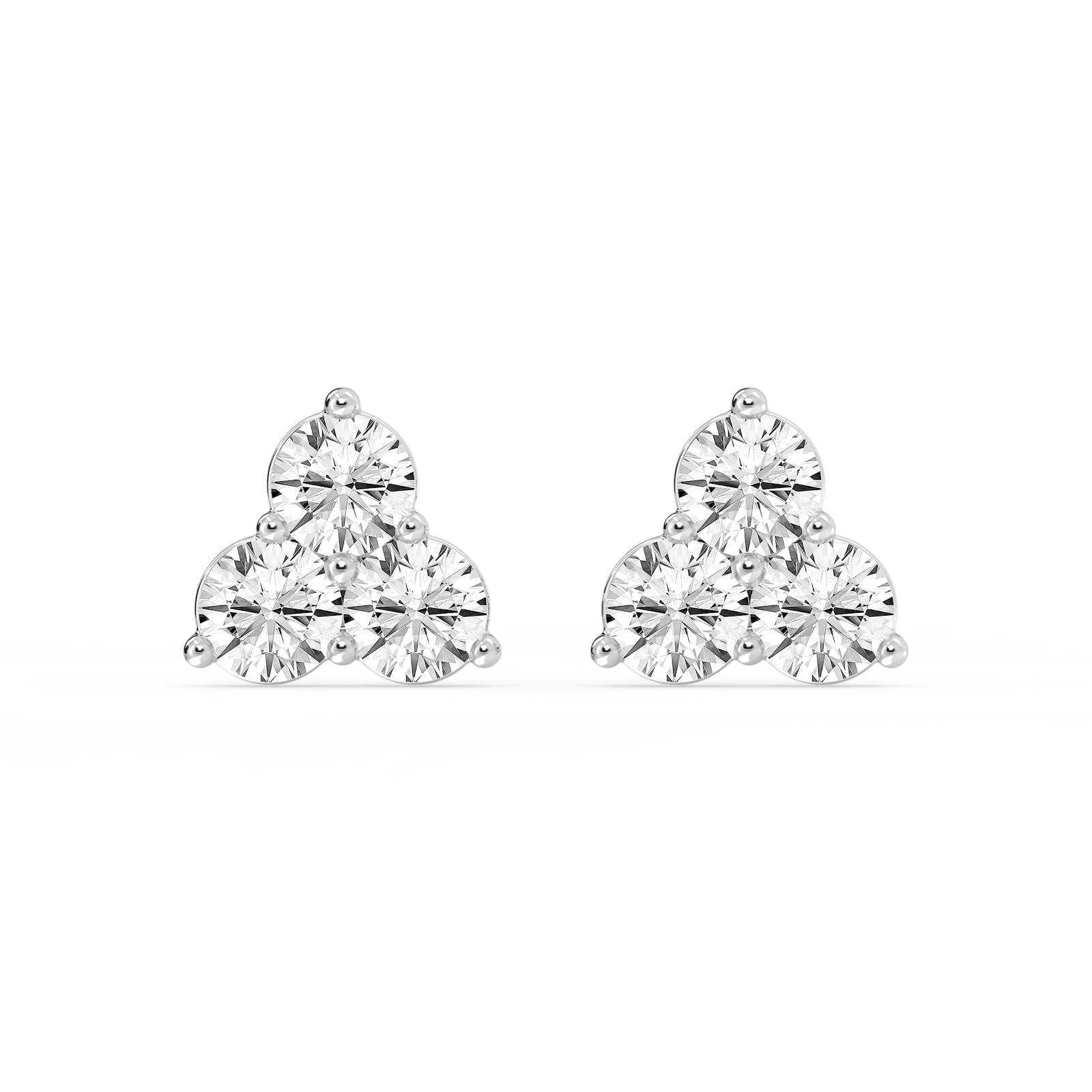 1 ¹⁄₁₀ ctw Round Lab Grown Diamond Three Stone Stud Earrings