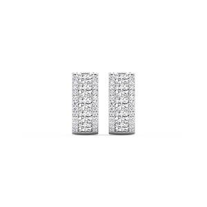 Three Row Hoop Earrings with 3.00ctw Round Cut Lab-Grown Diamonds in 14K White Gold