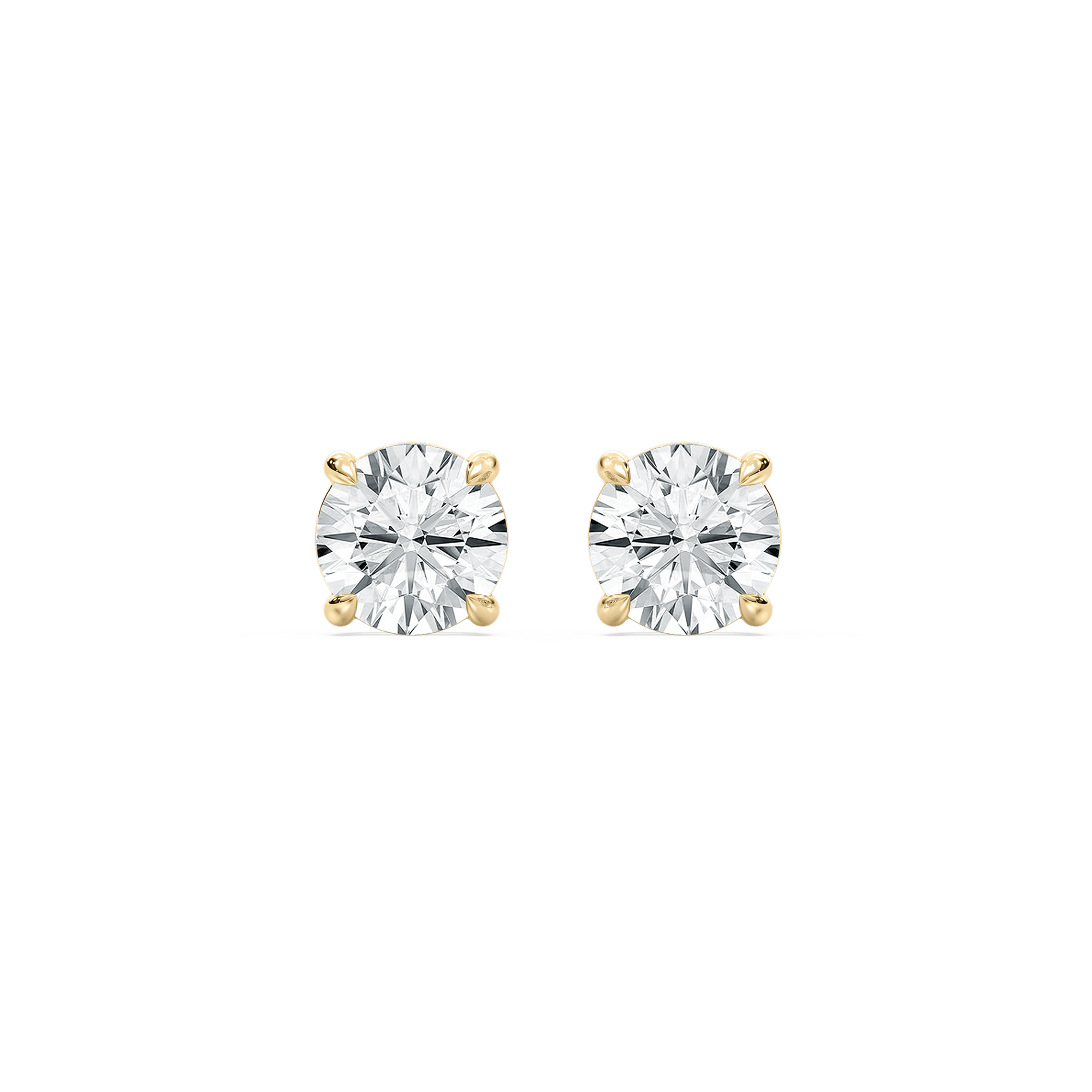 Basket Studs with Round Cut 1.00ct Lab-Grown Diamonds in 14K Yellow Gold