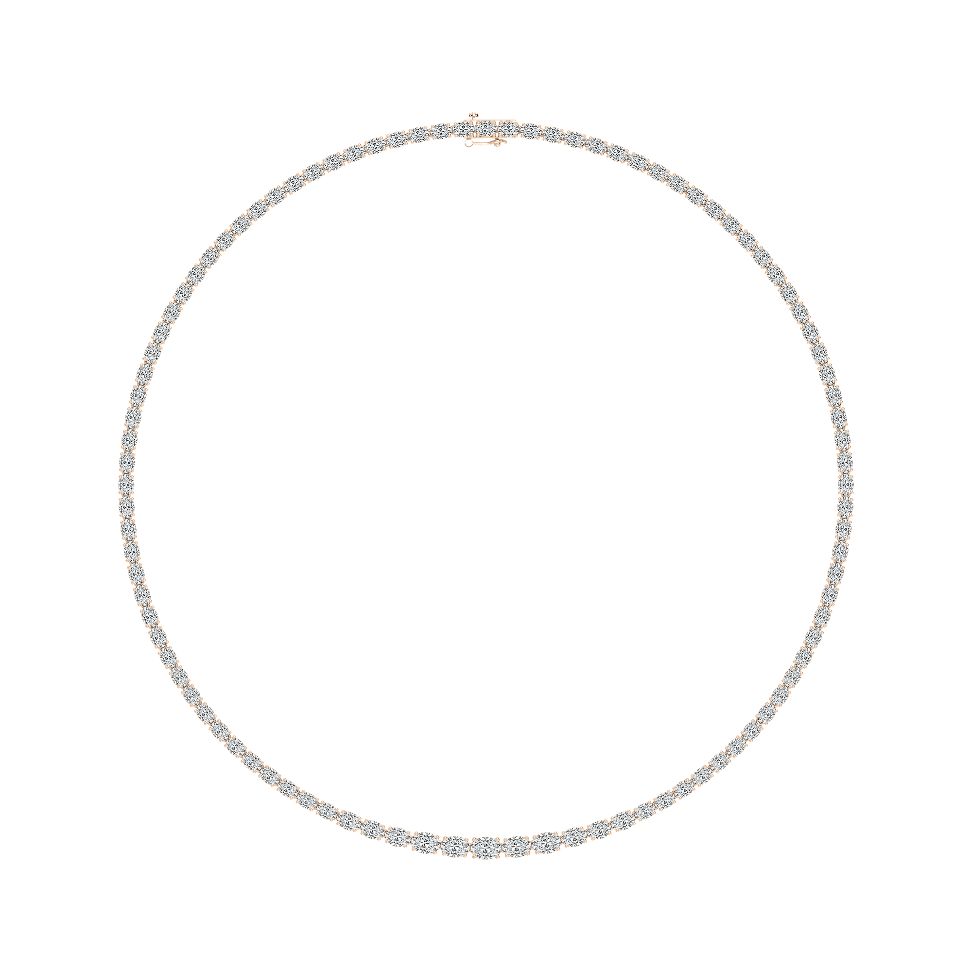 20 ctw Oval Lab Grown Diamond East West Tennis Necklace - 18 Inches - Signature Collection