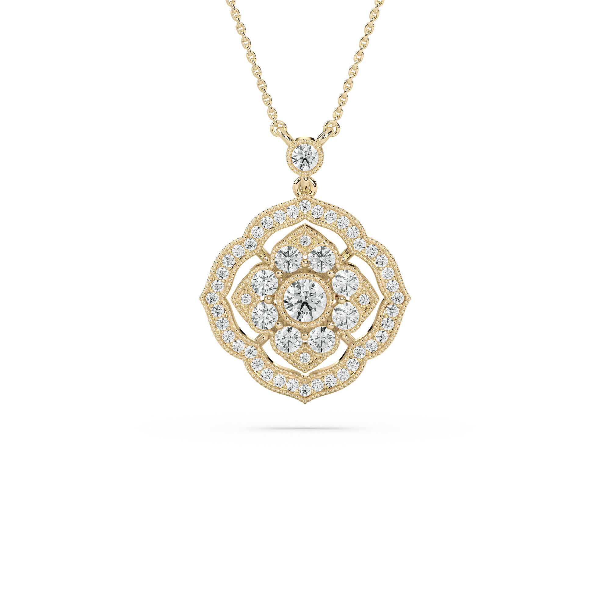 1 ctw Round Lab Grown Diamond Vintage Shield Grace Pendant  - 18 Inches