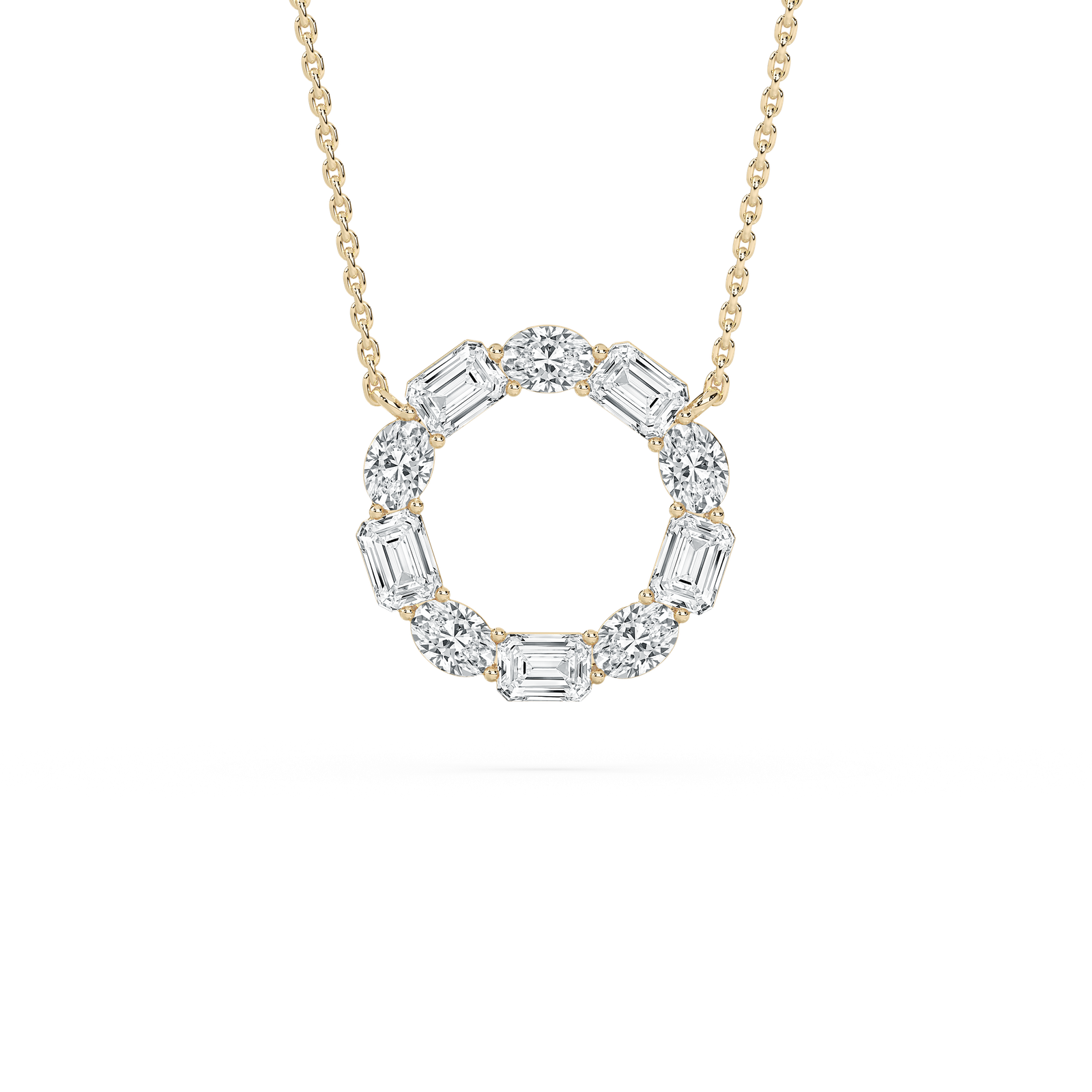 3 ctw Round and Emerald Lab Grown Diamond Celestial Circle Pendant  - 18 Inches