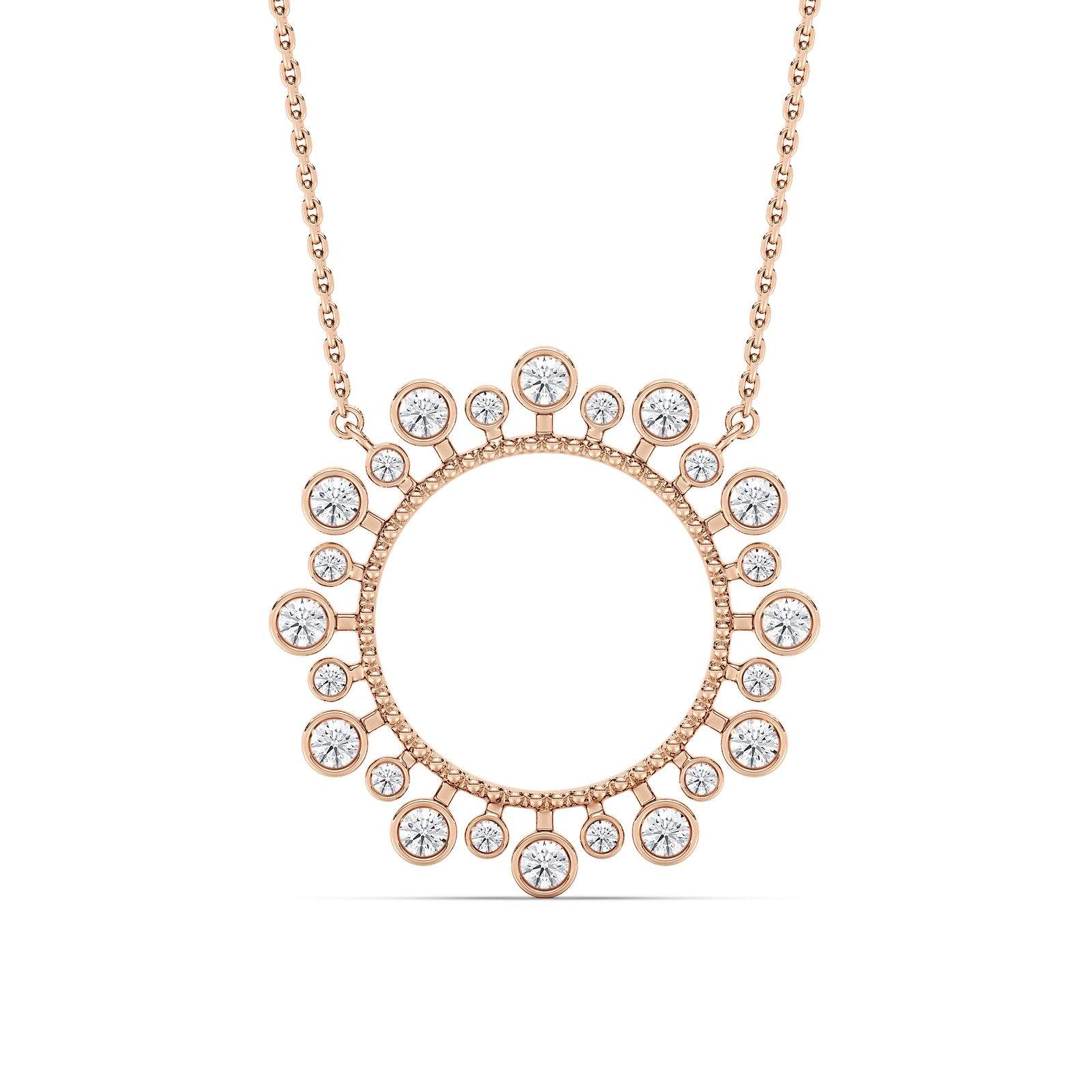 5/8 ctw Round Lab Grown Diamond Bezel Starburst Pendant  - 18 Inches