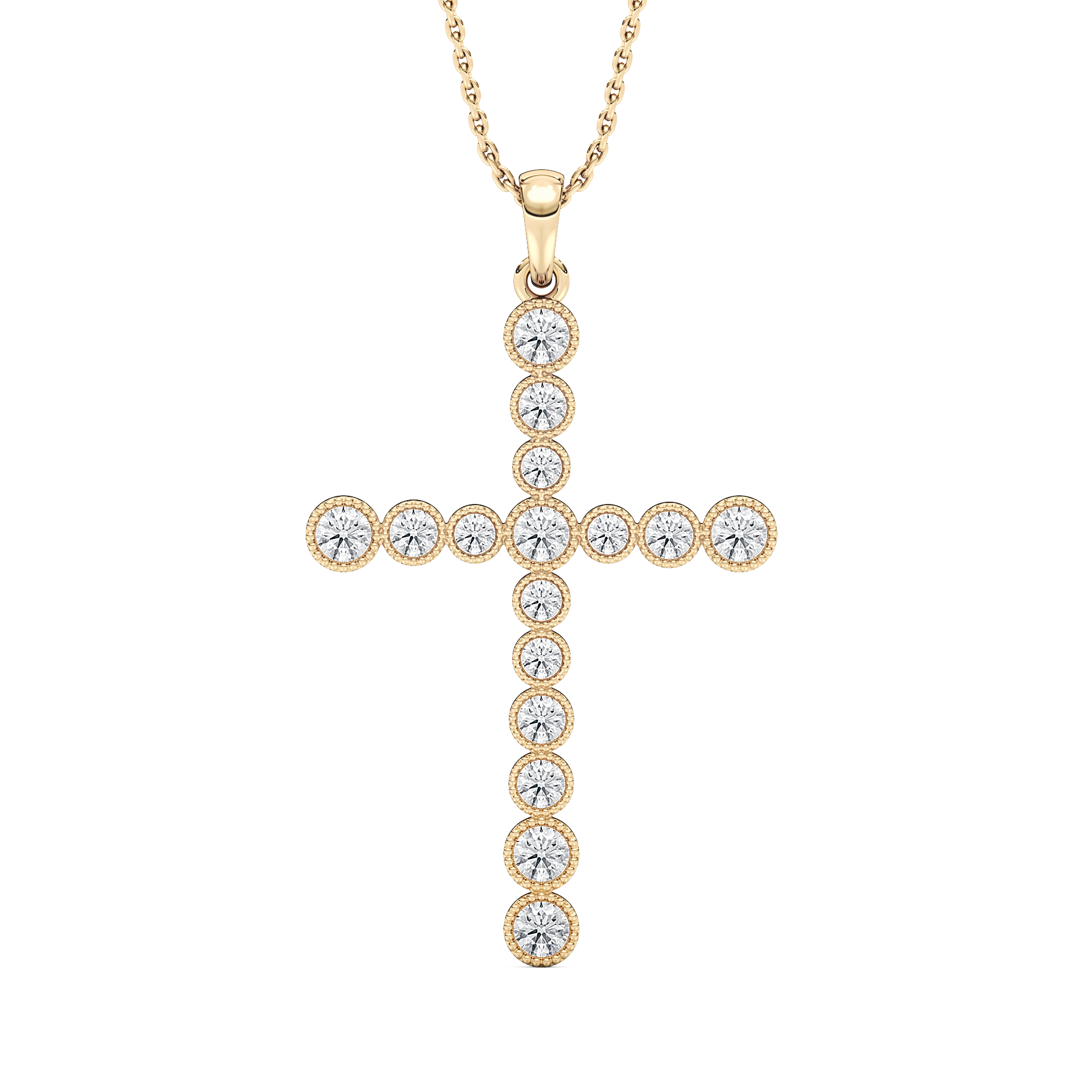 Cross Necklace with 0.51ctw Lab-Grown Diamonds in 14K Yellow Gold