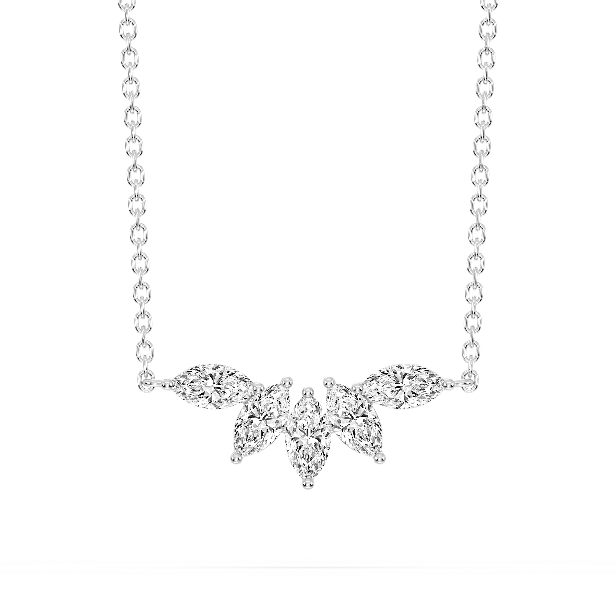 3/4 ctw Marquise Lab Grown Diamond Five-Stone Necklace - 16 to 18 Inches