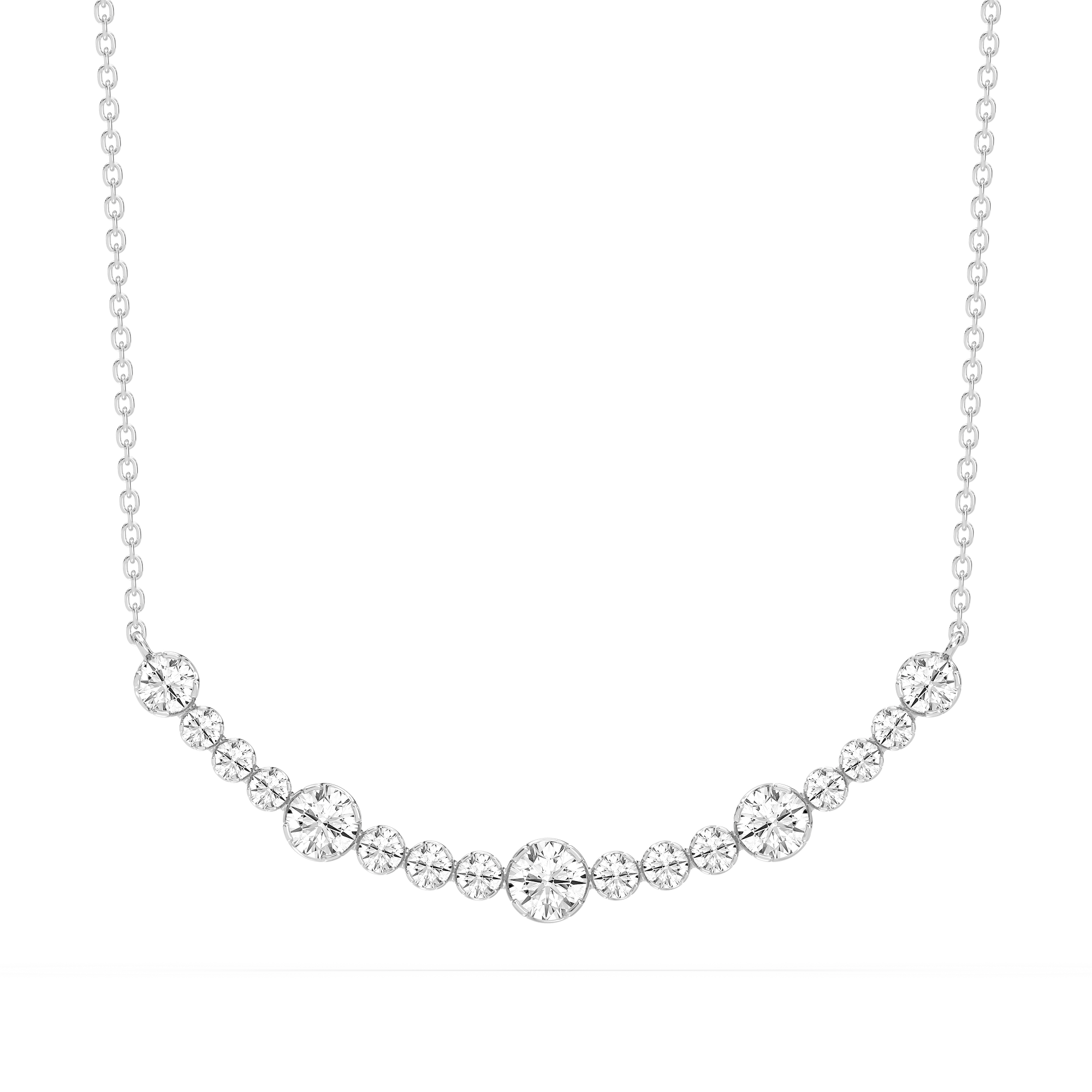 1/2 ctw Round Lab Grown Diamond Bezel Smile Necklace - 16 to 18 Inches