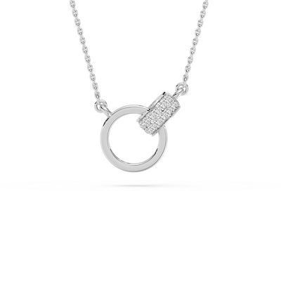 1/5 ctw Round Lab Grown Diamond Sterling Silver Modern Interlocking Pendant - 18 Inch Adjustable Chain