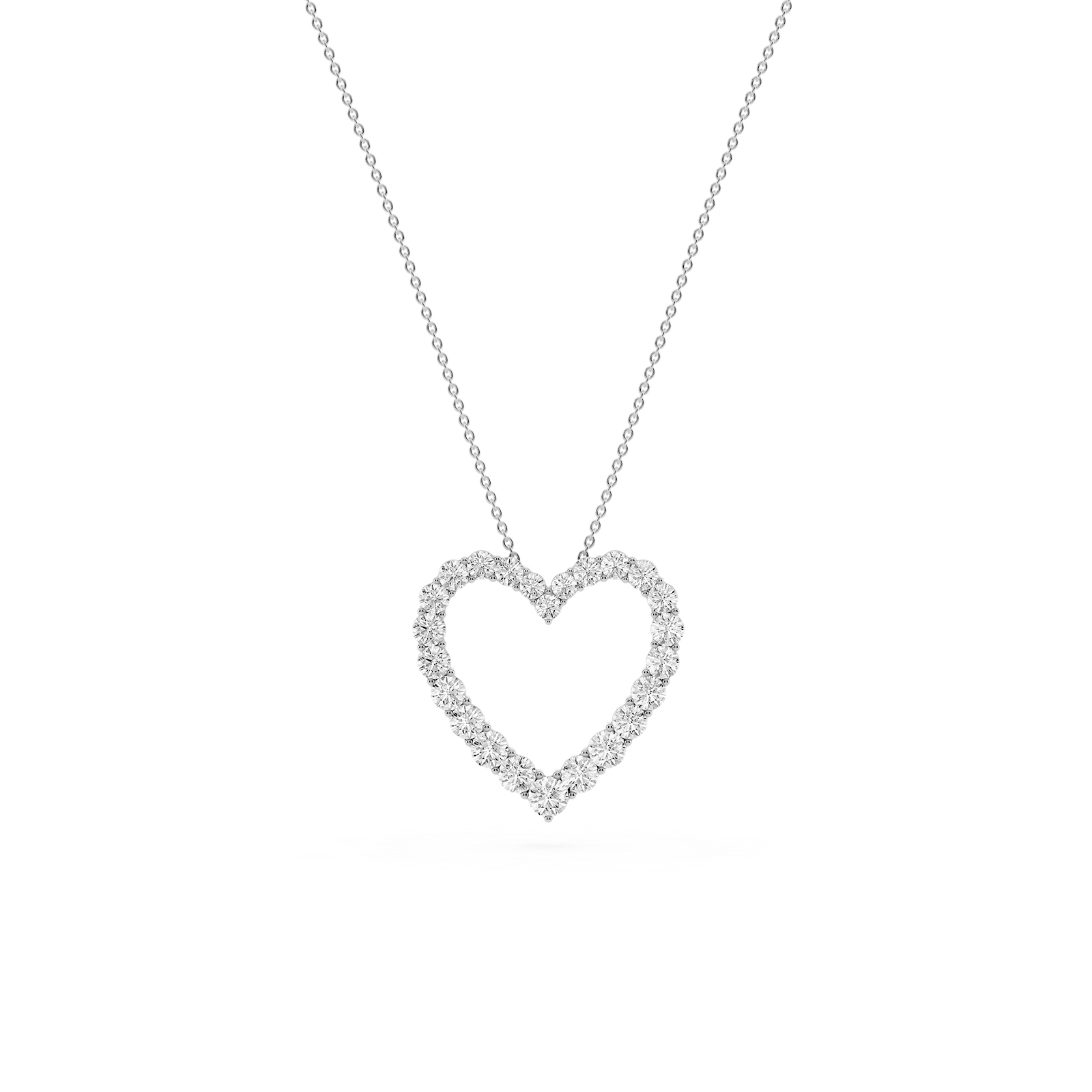 1 ctw Round Lab Grown Diamond Shared Prong Heart Pendant - 18 Inches