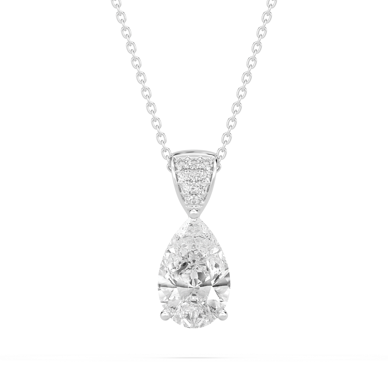 3 ¹⁄₁₀ ctw Pear Lab Grown Diamond Pave Drop Pendant – 16 to 18 inches