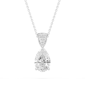 3 ¹⁄₁₀ ctw Pear Lab Grown Diamond Pave Drop Pendant – 16 to 18 inches