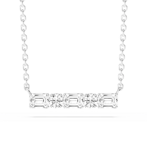 1/2 ctw Round and Emerald Lab Grown Diamond Alternating Five-Stone Necklace - 16 to 18 Inches