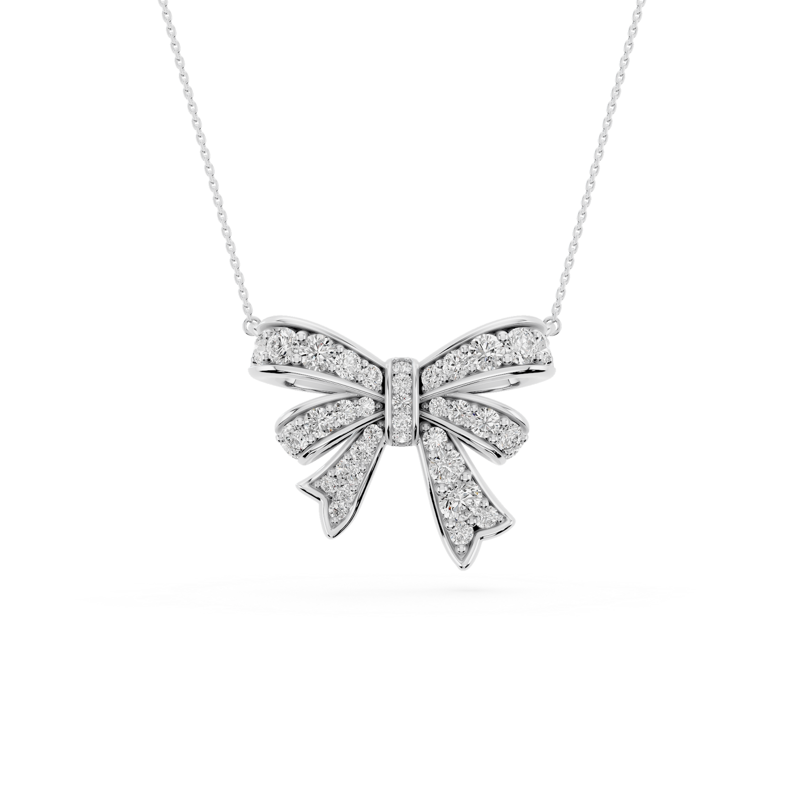 1  ½ ctw Round Lab Grown Diamond Channel Set Bow Pendant - 16 to 18 Inches