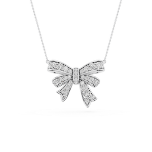 1  ½ ctw Round Lab Grown Diamond Channel Set Bow Pendant - 16 to 18 Inches