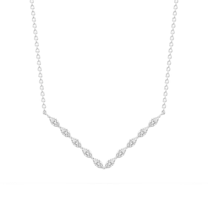 1/2 ctw Marquise Lab Grown Diamond Share Prong V Necklace - 16 to 18 Inches