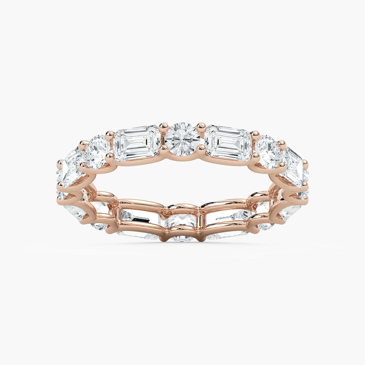 Amari Emerald and Round Lab Grown Diamond U Prong Set Eternity Band