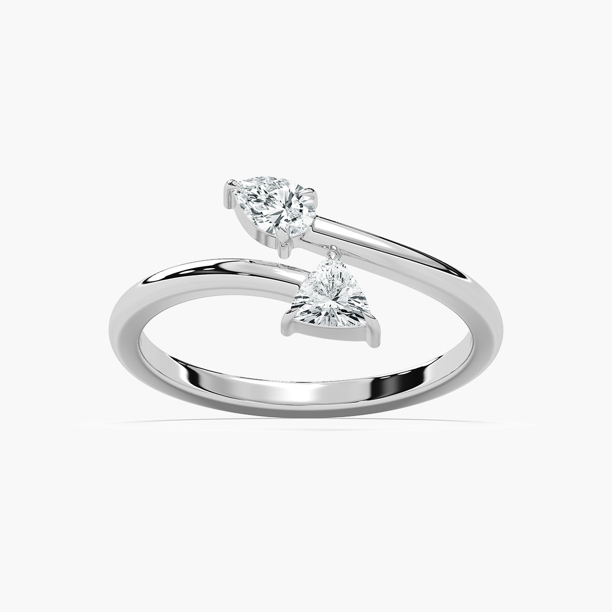 Pear and Trillion Two Stone Band with 0.30ctw Lab-Grown Diamonds in 14K White Gold