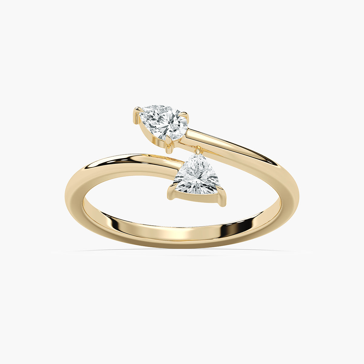 Pear and Trillion Two Stone Band with 0.30ctw Lab-Grown Diamonds in 14K Yellow Gold