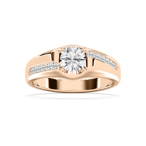 Round Solitaire Mens Band