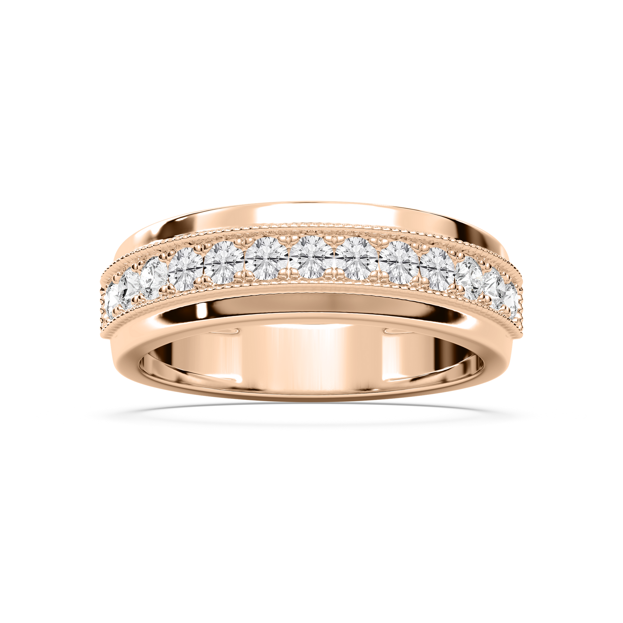 Louis 3/4 ctw Round Lab Grown Diamond 4.35mm Milgrain Channel Mens Wedding Band