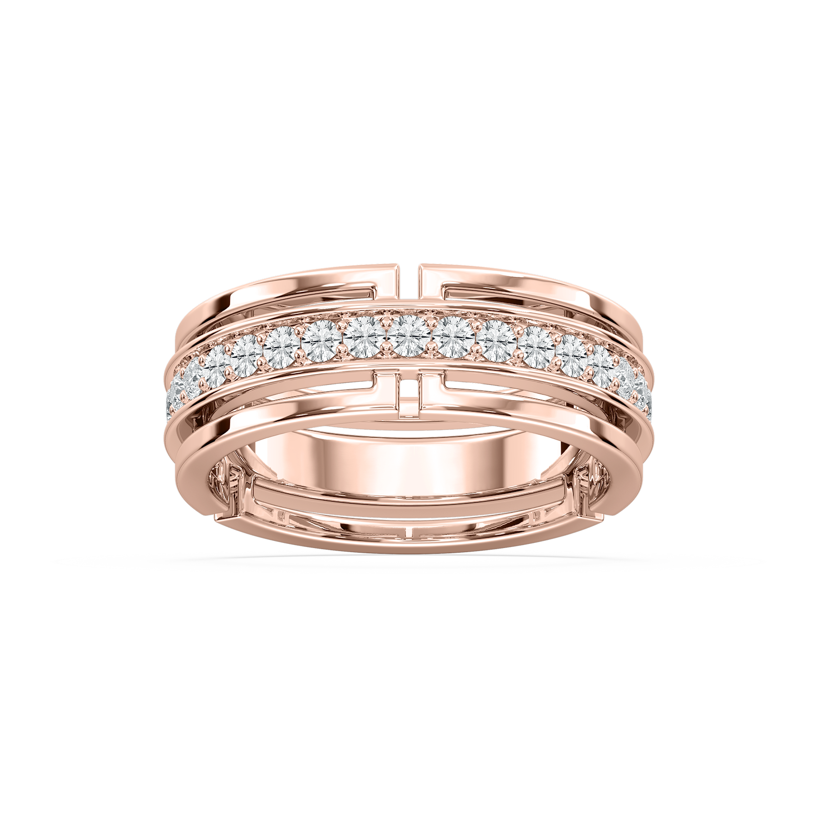 Yamileth 7/8 ctw Round Lab Grown Diamond Wide Pave Eternity Band