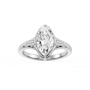 Adeline Marquise Lab Grown Diamond Six Prong Three Stone Engagement Ring