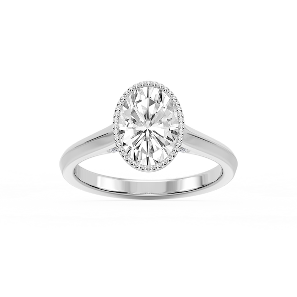 Jane Oval Lab Grown Diamond Milgrain Bezel Side Stone Engagement Ring