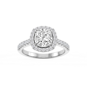 Doris Cushion Lab Grown Diamond Classic Prong Halo Engagement Ring