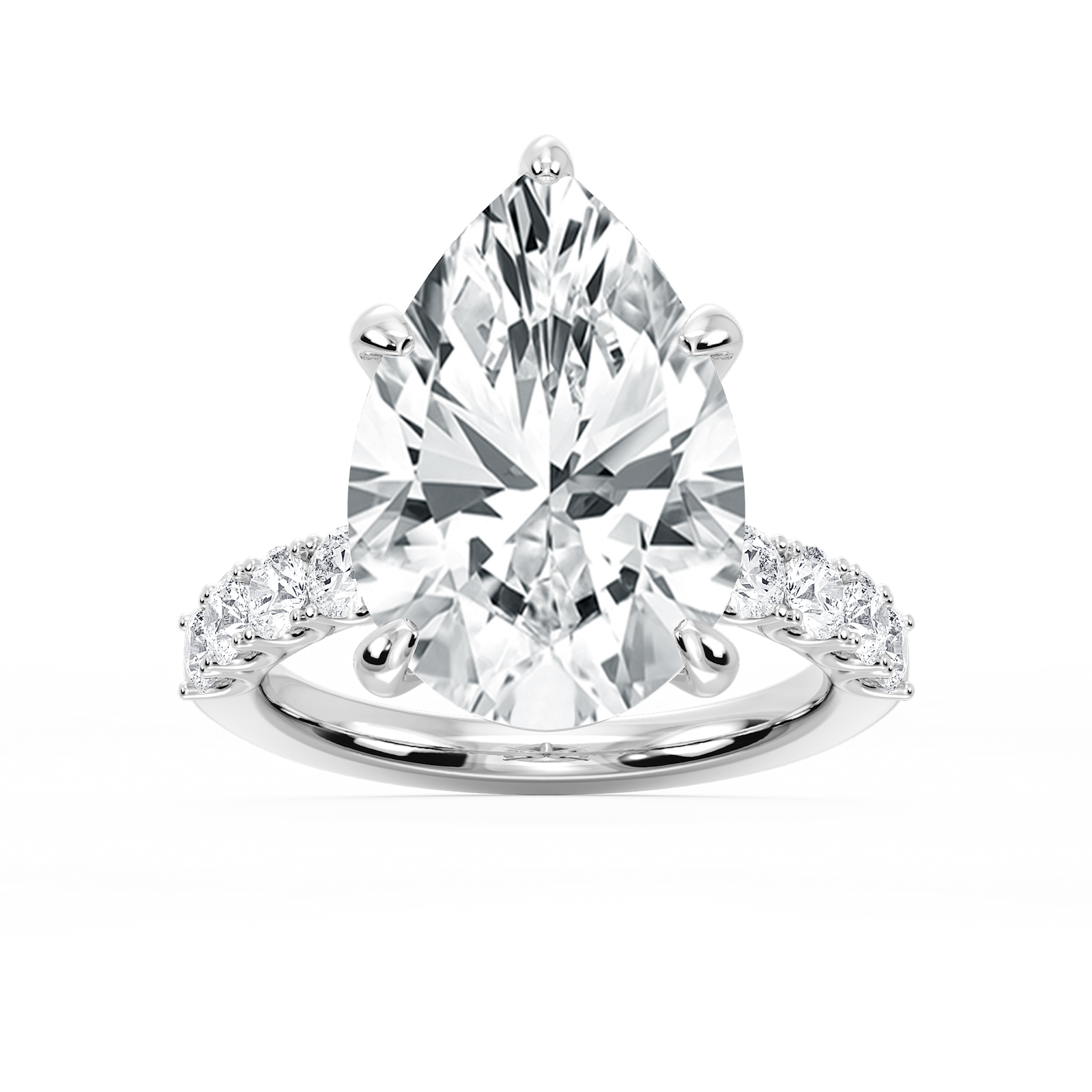 Erica 12 ⁷⁄₈ ctw Pear Lab Grown Diamond U-Prong Side Stone Engagement Ring – Signature Collection