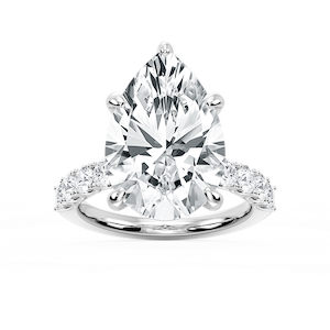 Erica 12 ⁷⁄₈ ctw Pear Lab Grown Diamond U-Prong Side Stone Engagement Ring – Signature Collection